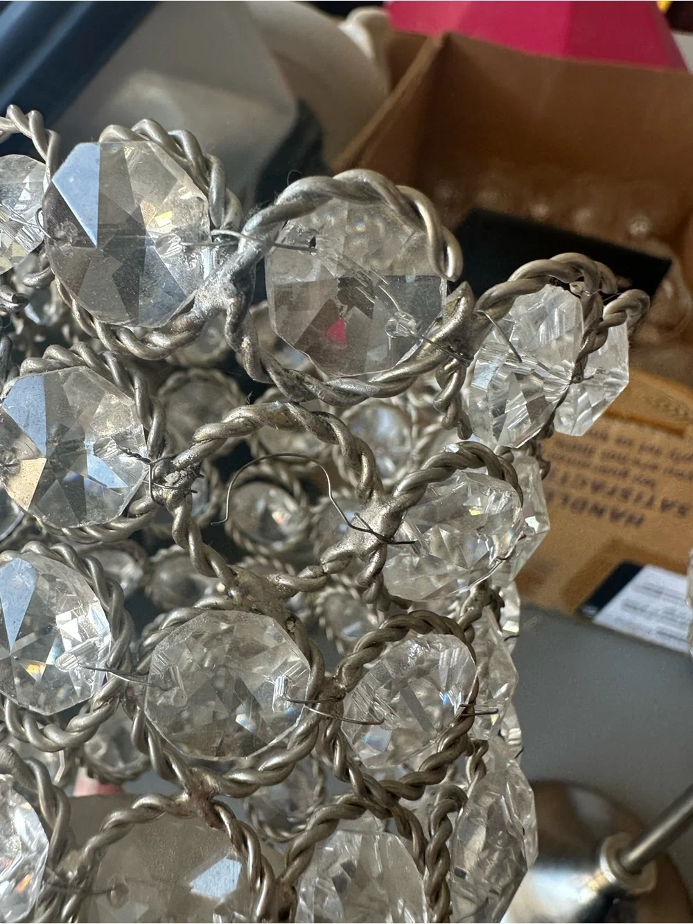 Crystal Accent Candle Holders - Silver (Pair)